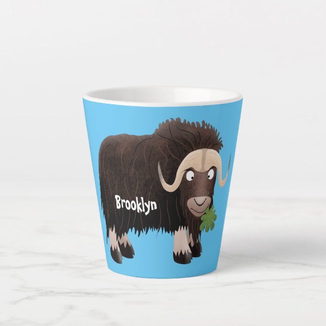 Tasse Latte Drôle dessin animé de boeuf musqué (Devant)