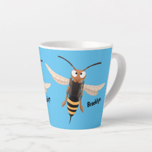 Tasse Latte Drôle dessin animé de guêpe à cornet en colère