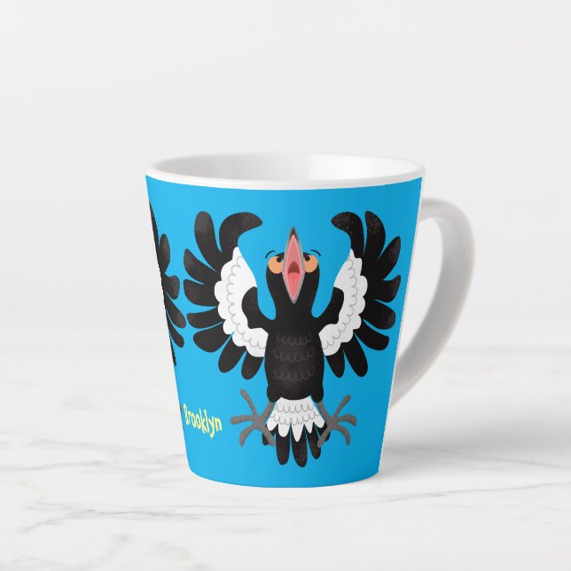 Tasse Latte Drôle dessin animé de Magpie australienne (Angle droit)