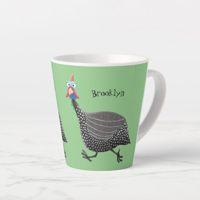 Tasse Latte Drôle dessin animé d'oiseau de Guineafowl (Angle droit)