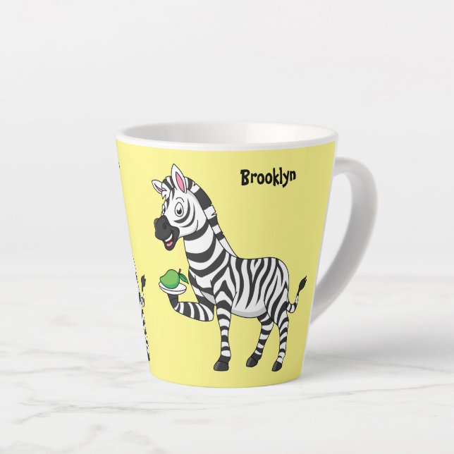 Tasse Latte Drôle dessin animé zèbre (Angle droit)