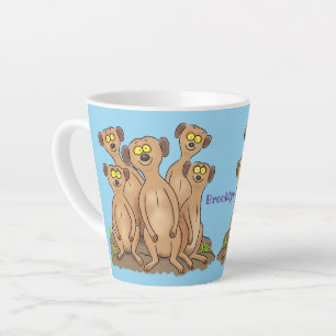 Tasse Latte Drôle dessin de la famille meerkat