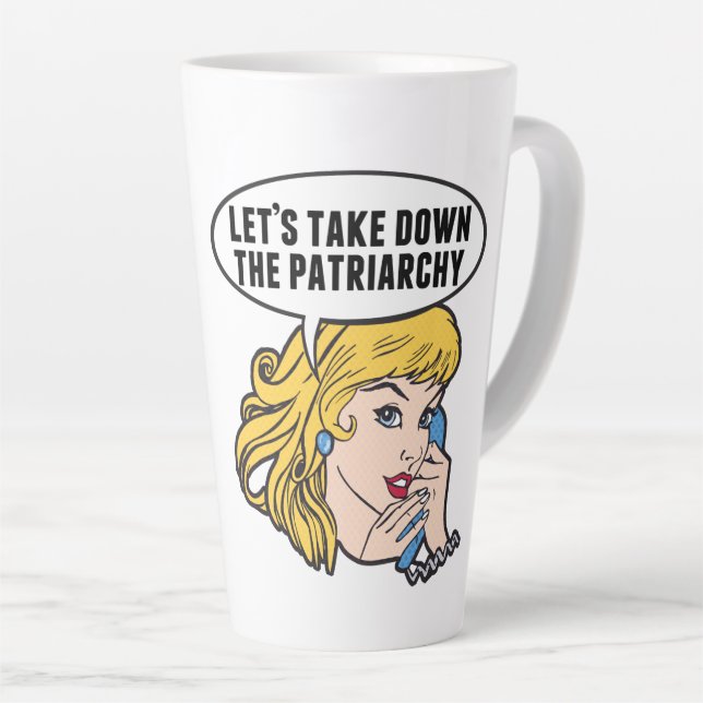 Tasse Latte Drôle féministe Pop Art Anti Patriarcat Rétro Femm (Angle droit)