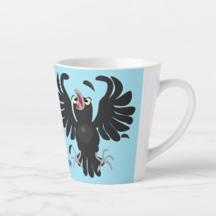 Tasse Latte Drôle fou corbeau dessin animé de corbeau de corne
