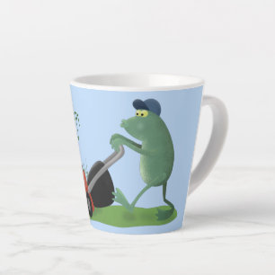 Tasse Latte Drôle grenouille verte tondre la pelouse dessin