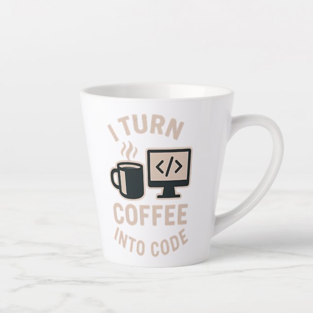 Tasse Latte Drôle Je Transforme Le Café En Code (Droite)