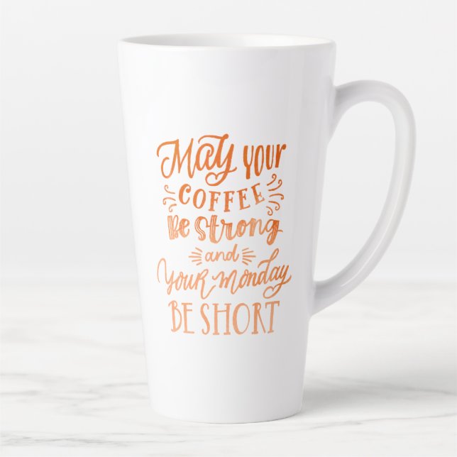 Tasse Latte Drôle Lundi Coffee Citation Orange Calligraphy Gra (Droite)