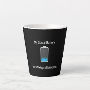 Tasse Latte Drôle Ma Batterie Sociale Est Épuisée - Introverti