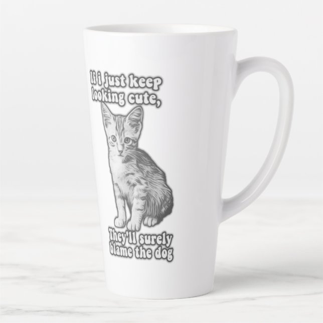 Tasse Latte Drôle mème de chat mignon pour les propriétaires d (Droite)