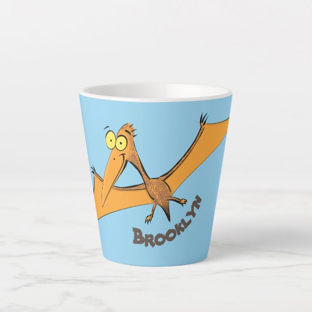 Tasse Latte Drôle mignon dessin animé de pterodactyle volant o (Devant)