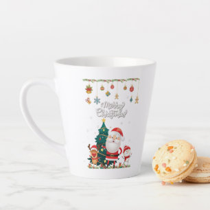 Tasse Latte Drôle Père Noël, Snowman, Reindeer Joyeux Noël