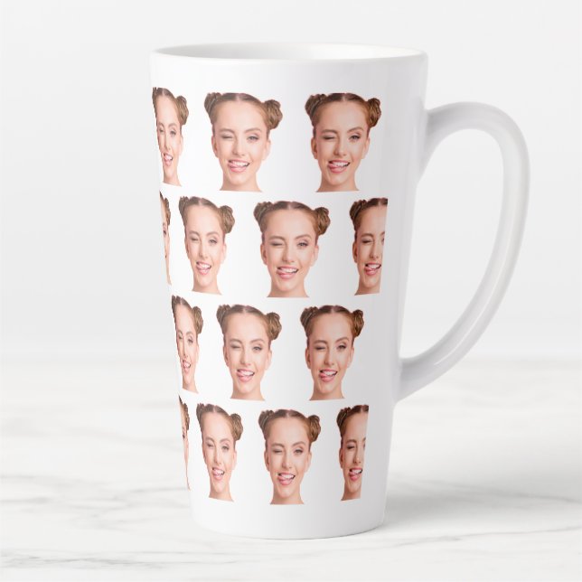 Tasse Latte Drôle Personnalisé Visage Coupé Femmes Photo Grand (Droite)
