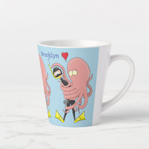 Tasse Latte Drôle pieuvre embrasse plongeur dessin animé humou