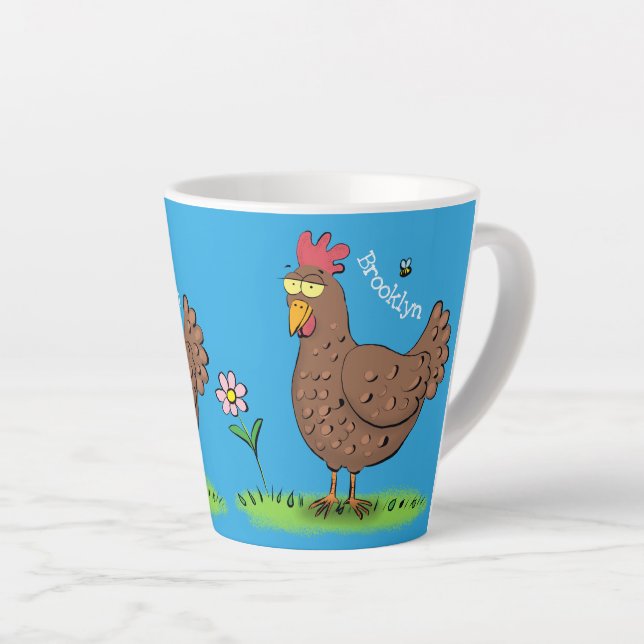 Tasse Latte Drôle poulet rustique whimsical dessin animé (Angle droit)