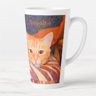 Tasse Latte Drôle Tabby Chat Bright Orange Cute