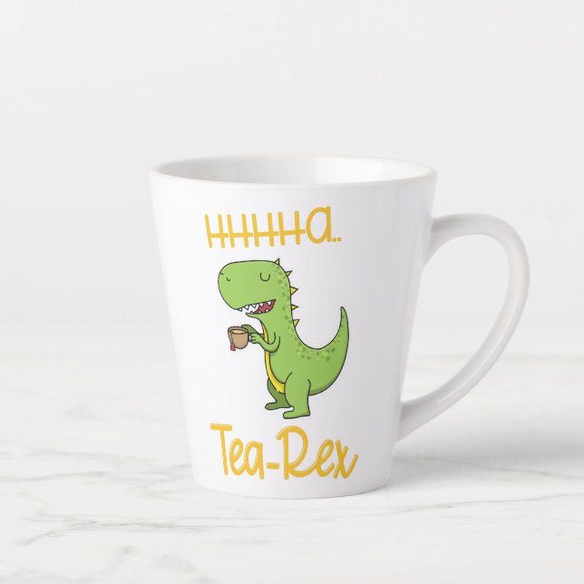 Tasse Latte Drôle Thé Rex Tyrannosaurus Dinosaure Sipping (Droite)