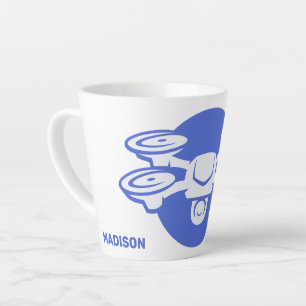 Tasse Latte Drone Nom & Texte Personnalisé