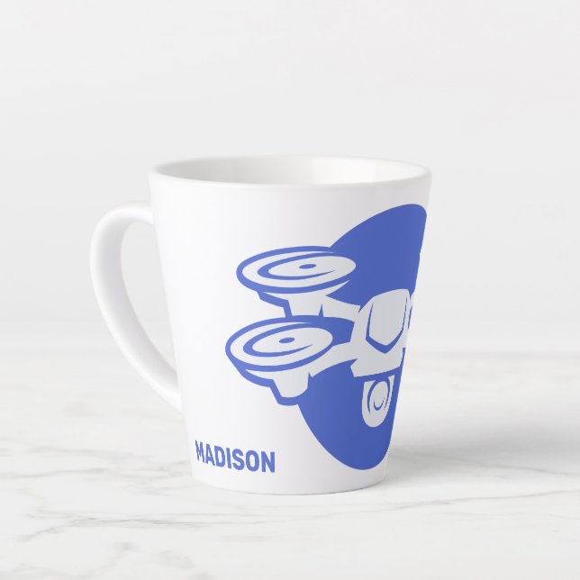 Tasse Latte Drone Nom & Texte Personnalisé (Angle gauche)