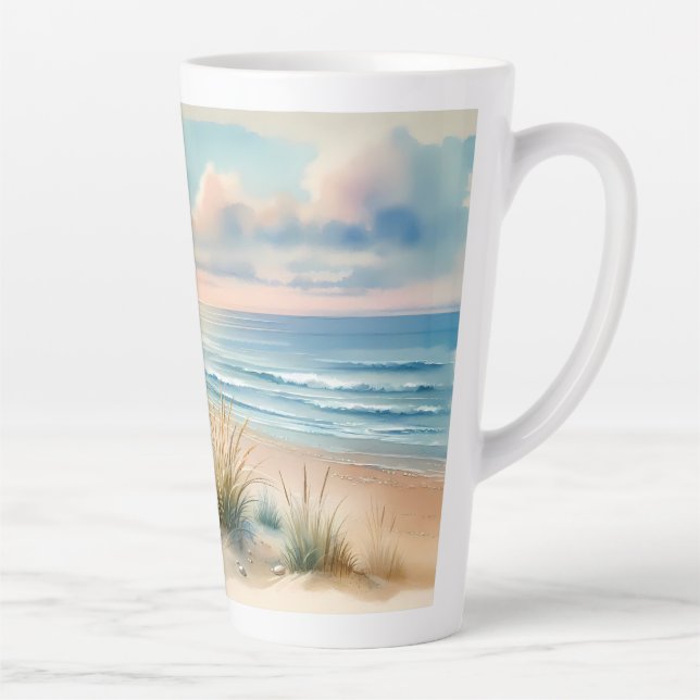 Tasse Latte Dunes côtières pastel à l'aquarelle (Droite)