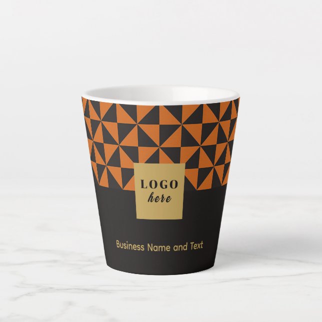 Tasse Latte Duo artisanal noir et orange - Logo professionnel  (Devant)