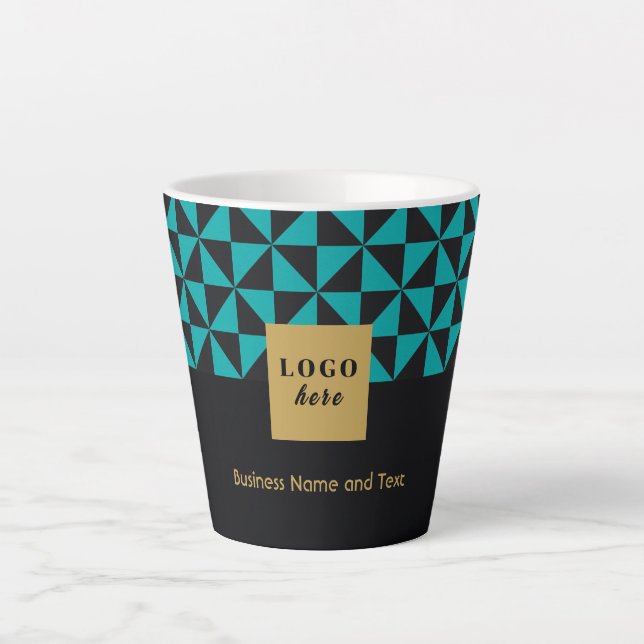 Tasse Latte Duo artisanat noir et turquoise - Logo d'affaires  (Devant)