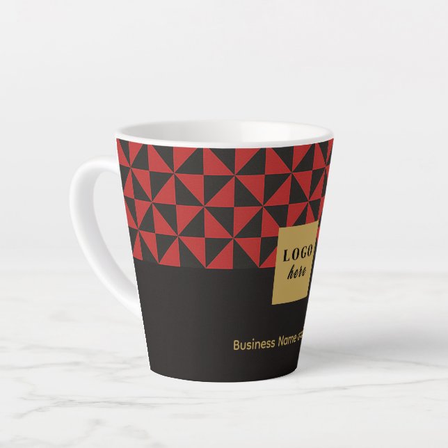 Tasse Latte Duo noir et rouge pourpre - Business Logo (Angle gauche)