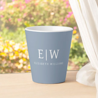 Tasse Latte Dusty Blue minimaliste moderne Monogramme élégant