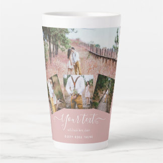 Tasse Latte Dusty Rose PHOTO COLLAGE DE MARIAGE personnalisé C