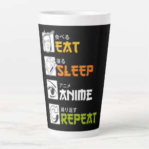 Tasse Latte Eat Sleep Anime Repeat Venin Idea Cosplayer