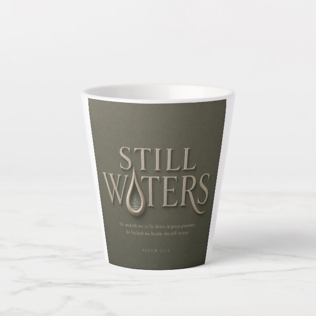 TASSE LATTE EAUX CALMES | PSAUME 23:2 | (Devant)