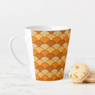 Tasse Latte Écailes de dragon, éventails, vagues, Seigaiha, or