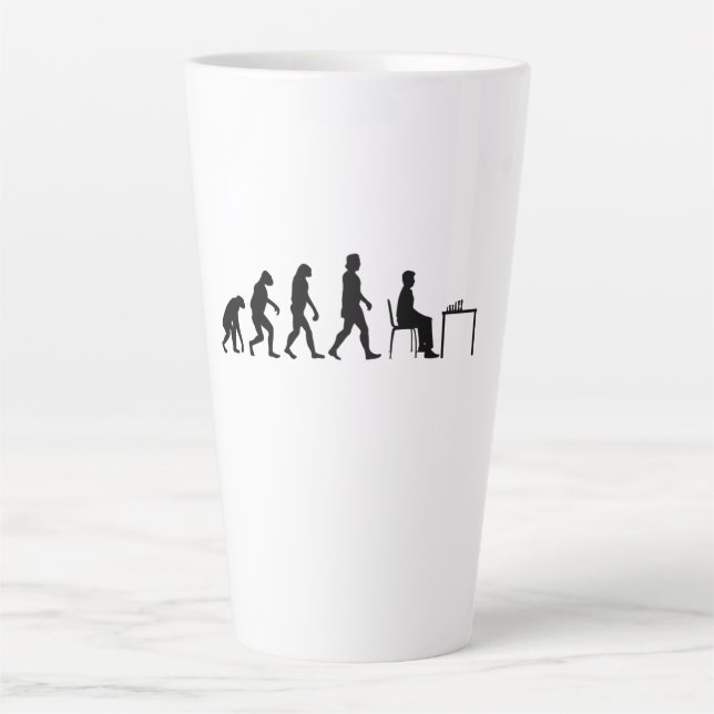 Tasse Latte Échecs - Évolution du joueur d'échecs (Devant)