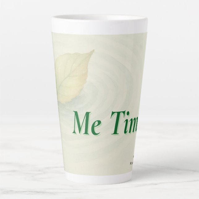 Tasse Latte Echos & Offres | "Me Time" avec feuille flottante (Devant)
