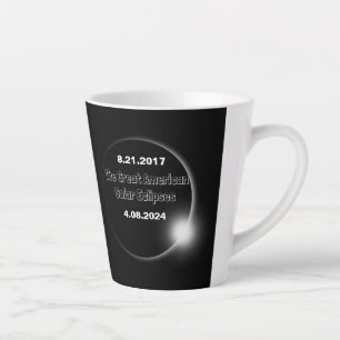 Tasse Latte Éclipse solaire double date 2024 et 2017