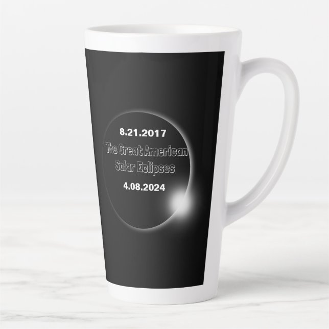 Tasse Latte Éclipse solaire double datée 2024 & 2017 (Droite)