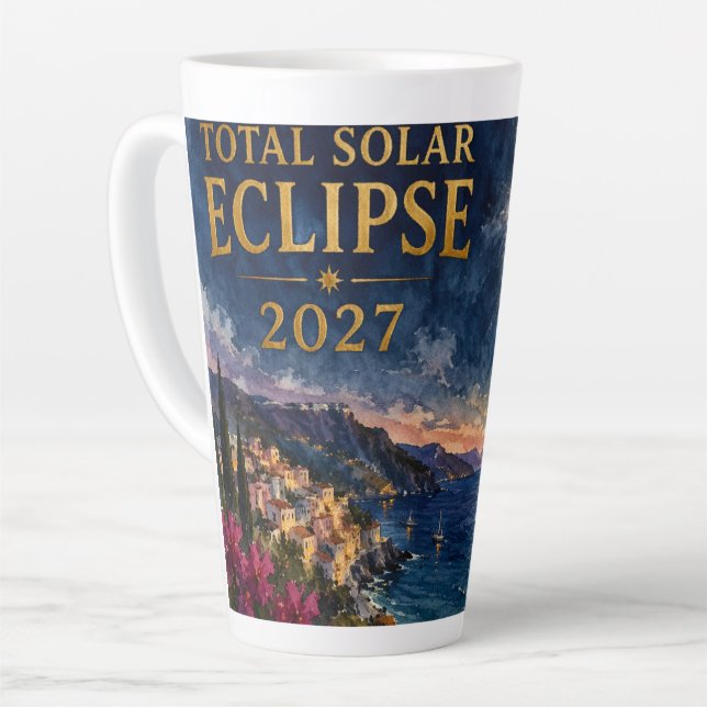 Tasse Latte Éclipse solaire totale 2027 Méditerranée  (Angle gauche)