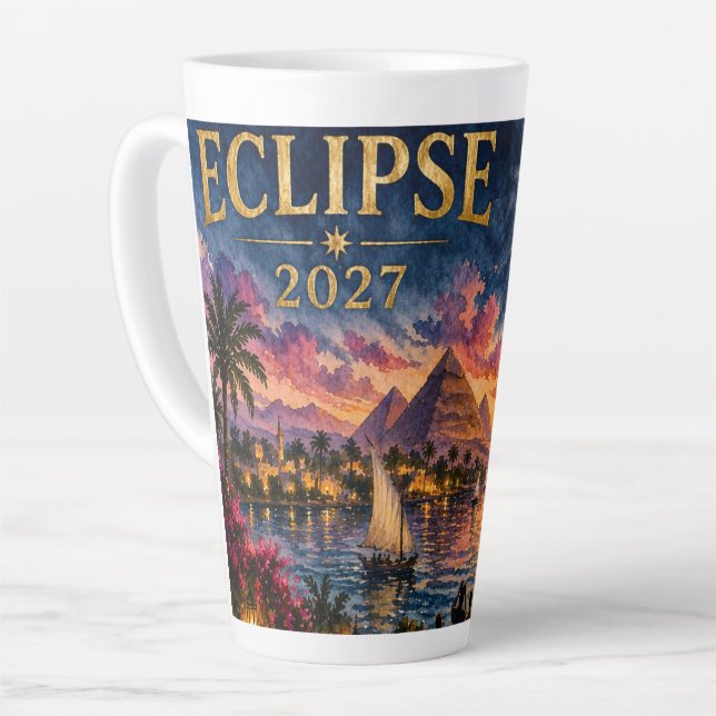 Tasse Latte Éclipse totale de Soleil 2027 Égypte (Angle gauche)