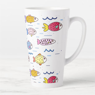 Tasse Latte École colorée de poisson