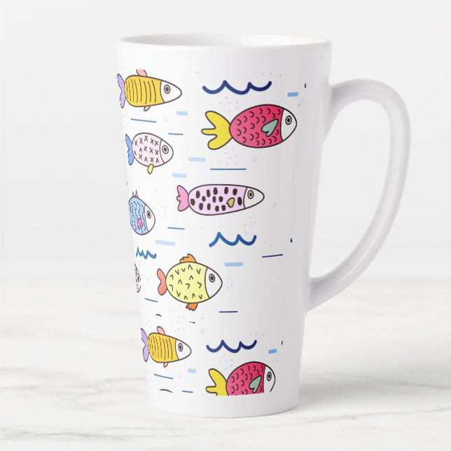 Tasse Latte École colorée de poisson (Droite)