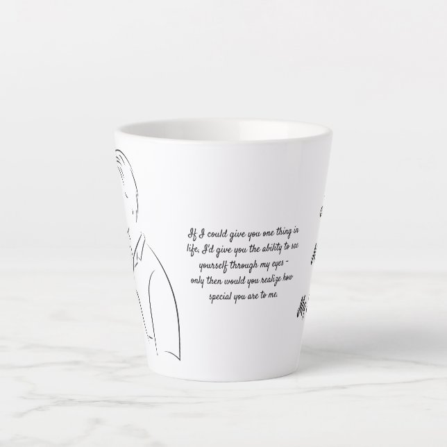 Tasse Latte Écorce, Lettre d'amour, Personnalisée (Devant)