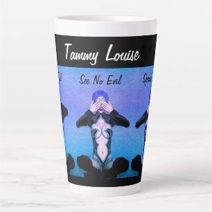 Tasse Latte Écoutez Voir Parler Pas De Mal