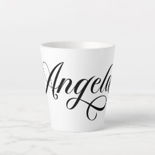 Tasse Latte Écriture élégante noire Angela