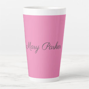 Tasse Latte Écriture manuscrite Nom professionnel simple rose