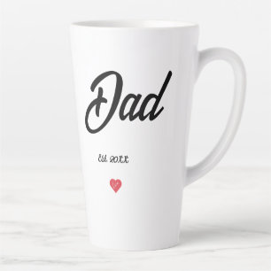 Tasse Latte Écriture noire établie Papa Cœur