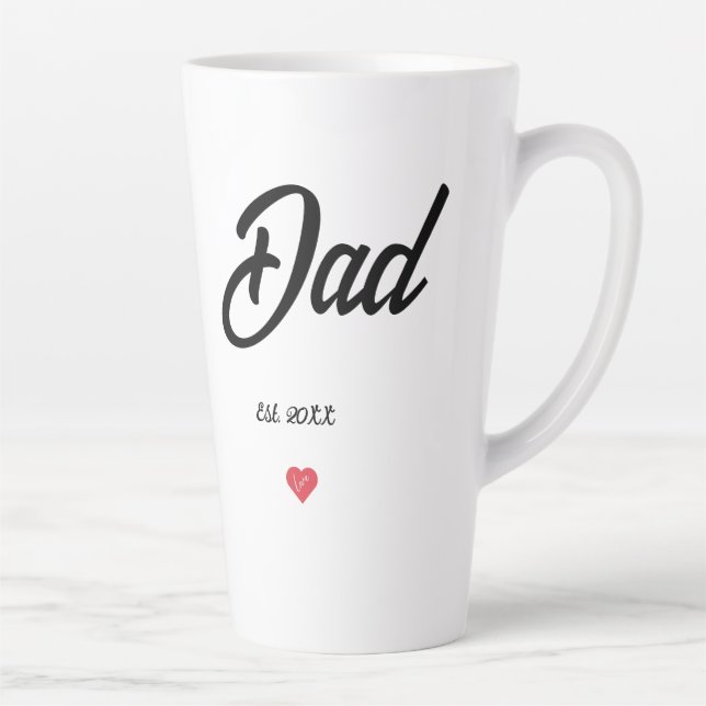 Tasse Latte Écriture noire établie Papa Cœur (Droite)
