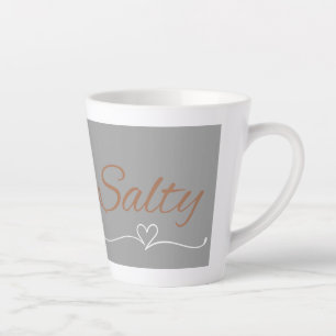 Tasse Latte Écriture salée avec flourish de cœur, cadeau d'ann
