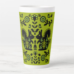 Tasse Latte Écureuil Nordic Scandinave Folk Art