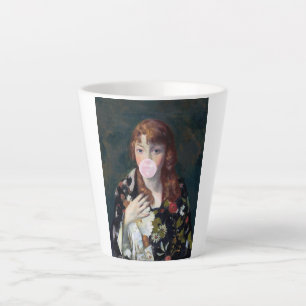 Tasse Latte Edna soufflant une bulle rose gomme