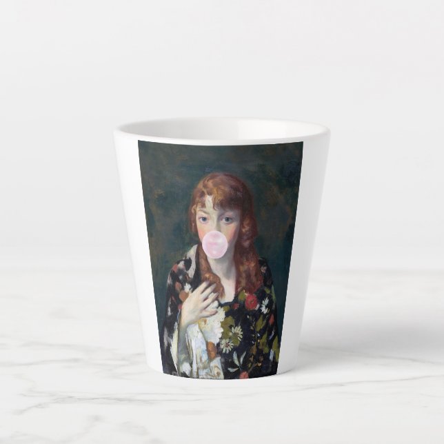 Tasse Latte Edna soufflant une bulle rose gomme (Devant)