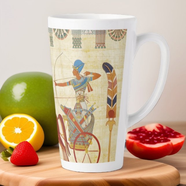 Tasse Latte Égypte ancienne Pharaon Ramesses II Cheval papyrus (Créateur téléchargé)